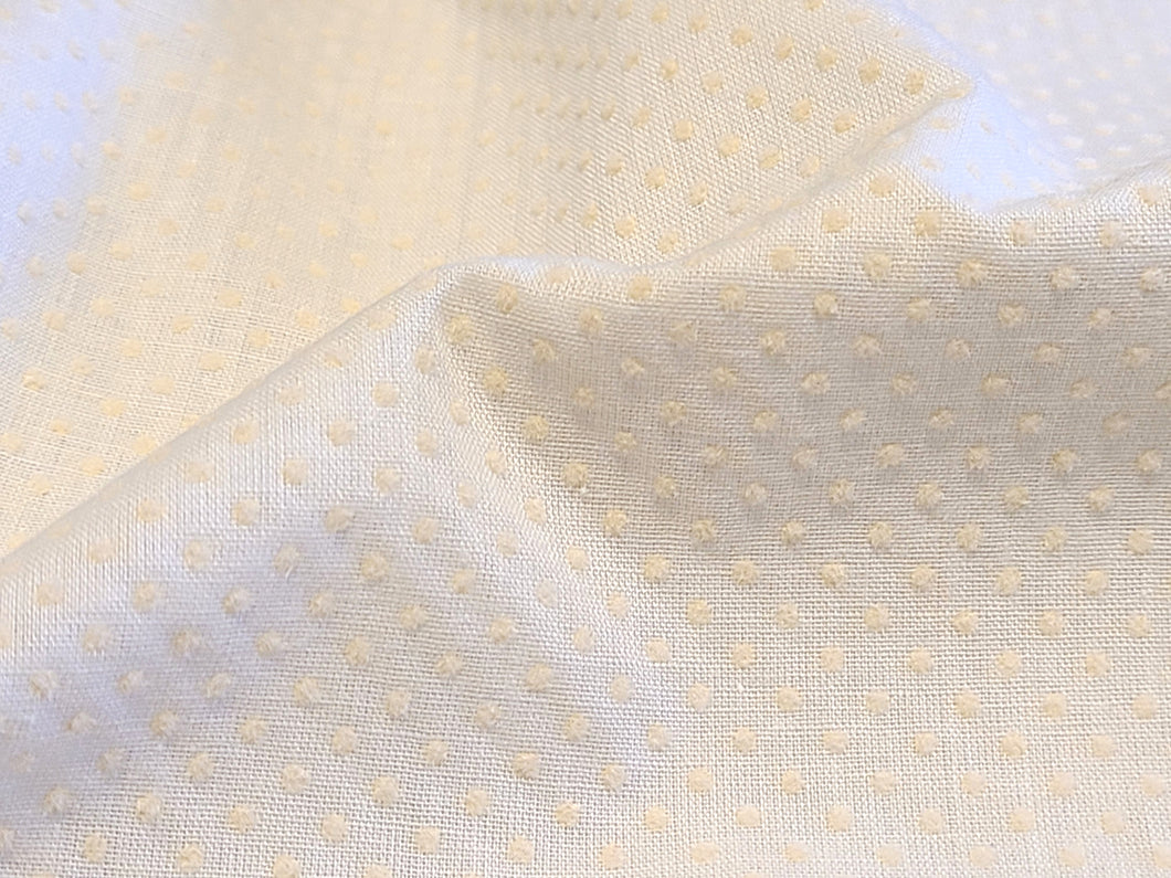 Vintage Fabric - Cotton - Dotted Swiss - Flocked Dots - White - Fabric Remnant- DSS115