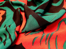 Load image into Gallery viewer, Vintage Fabric - Silk Crepe - Floral - Red on Navy Blue - Fabric Remnant - SLKC64