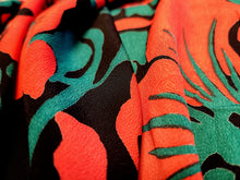 Load image into Gallery viewer, Vintage Fabric - Silk Crepe - Floral - Red on Navy Blue - Fabric Remnant - SLKC64