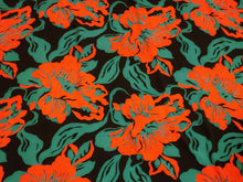Load image into Gallery viewer, Vintage Fabric - Silk Crepe - Floral - Red on Navy Blue - Fabric Remnant - SLKC64