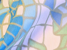 Load image into Gallery viewer, 1960s 1970s Retro Fabric - Whipped Cream - Stained Glass Floral - Fabric Remnant - 6PW4