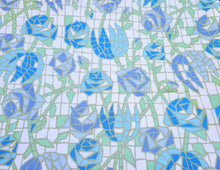 Load image into Gallery viewer, 1960s 1970s Retro Fabric - Whipped Cream - Stained Glass Floral - Fabric Remnant - 6PW4