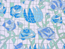 Load image into Gallery viewer, 1960s 1970s Retro Fabric - Whipped Cream - Stained Glass Floral - Fabric Remnant - 6PW4