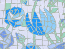 Load image into Gallery viewer, 1960s 1970s Retro Fabric - Whipped Cream - Stained Glass Floral - Fabric Remnant - 6PW4