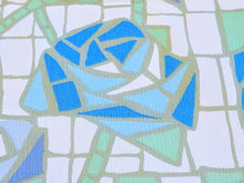 Load image into Gallery viewer, 1960s 1970s Retro Fabric - Whipped Cream - Stained Glass Floral - Fabric Remnant - 6PW4