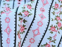 Load image into Gallery viewer, Vintage Fabric - Cotton - Eyelet - Pink Roses Print - Fabric Remnant - EEY515