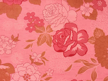 Load image into Gallery viewer, 1960s 1970s Retro Fabric - Cotton Sateen - Pink Roses - Pink Background- Fabric Remnant - 6STN41