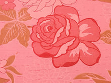 Load image into Gallery viewer, 1960s 1970s Retro Fabric - Cotton Sateen - Pink Roses - Pink Background- Fabric Remnant - 6STN41