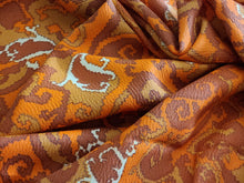 Load image into Gallery viewer, 1960s 1970s Retro Fabric - Crepe Polyester - Geometric - Orange - Fabric Remnant - 6PCR44