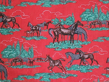Load image into Gallery viewer, Vintage Fabric - Cotton - Horses - Fabric Remnant - VCW129
