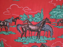 Load image into Gallery viewer, Vintage Fabric - Cotton - Horses - Fabric Remnant - VCW129
