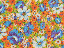 Load image into Gallery viewer, 1960s 1970s Retro Fabric - Cotton - Terrycloth - Vibrant Floral - Fabric Remnant - 6TR62