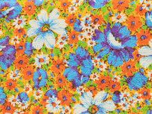Load image into Gallery viewer, 1960s 1970s Retro Fabric - Cotton - Terrycloth - Vibrant Floral - Fabric Remnant - 6TR62