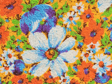 Load image into Gallery viewer, 1960s 1970s Retro Fabric - Cotton - Terrycloth - Vibrant Floral - Fabric Remnant - 6TR62