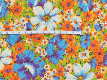 Load image into Gallery viewer, 1960s 1970s Retro Fabric - Cotton - Terrycloth - Vibrant Floral - Fabric Remnant - 6TR62