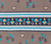 Load image into Gallery viewer, Vintage Fabric - Cotton - Border Print - Hearts and Tulip - Fabric Remnant - VCB605