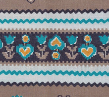 Load image into Gallery viewer, Vintage Fabric - Cotton - Border Print - Hearts and Tulip - Fabric Remnant - VCB605