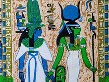 Load image into Gallery viewer, Vintage Fabric - Cotton - Egyptian Queen King Hieroglyphics - Fabric Remnant - VCW755
