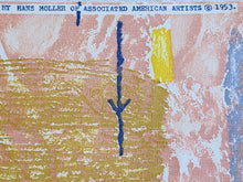 Load image into Gallery viewer, 1953 Associated American Artists Fabric - Hans Moller - "Primeval Frescoe" - Fabric Remnant - AAF25