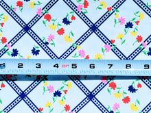Load image into Gallery viewer, 1960s 1970s Retro Fabric - Cotton - Grid Floral - Fabric Remnant - 6C279