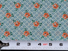 Load image into Gallery viewer, 1920s Vintage Fabric - Cotton - Roses on Blue - By the Yard - VCS736