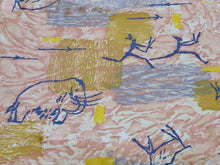 Load image into Gallery viewer, 1953 Associated American Artists Fabric - Hans Moller - "Primeval Frescoe" - Fabric Remnant - AAF25