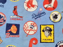 Load image into Gallery viewer, 1960s 1970s Retro Fabric - Heavy Cotton - Baseball - Fabric Remnant - 6C295