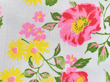 Load image into Gallery viewer, 1960s 1970s Retro Fabric - Rayon - Pink Roses Yellow Floral - Fabric Remnant - 6RY777