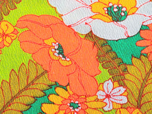Load image into Gallery viewer, Vintage Hawaiian Fabric - Vibrant Lime Green Floral - Fabric Remnant - VCT887
