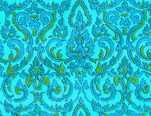 Load image into Gallery viewer, 1960s 1970s Retro Fabric - Cotton - Medallion - Green - Fabric Remnant - 6C724
