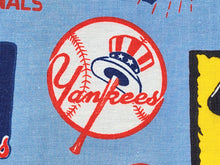Load image into Gallery viewer, 1960s 1970s Retro Fabric - Heavy Cotton - Baseball - Fabric Remnant - 6C295