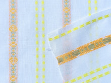 Load image into Gallery viewer, Vintage Fabric - Jacquard Weave - Cotton - Floral Yellow Stripe - Fabric Remnant - JCQ55