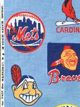 Load image into Gallery viewer, 1960s 1970s Retro Fabric - Heavy Cotton - Baseball - Fabric Remnant - 6C295