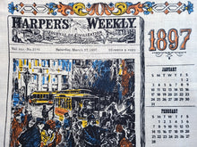 Load image into Gallery viewer, 1897 Vintage Calendar Towel - Linen - Harper's Weekly Newspaper - TWLC102