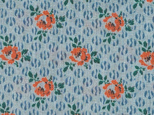 Load image into Gallery viewer, 1920s Vintage Fabric - Cotton - Roses on Blue - By the Yard - VCS736