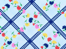 Load image into Gallery viewer, 1960s 1970s Retro Fabric - Cotton - Grid Floral - Fabric Remnant - 6C279