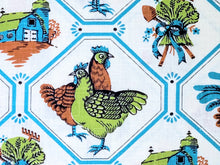 Load image into Gallery viewer, Vintage Fabric - Cotton - Rooster and Chickens on the Farm - By the Yard - VCW190