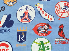 Load image into Gallery viewer, 1960s 1970s Retro Fabric - Heavy Cotton - Baseball - Fabric Remnant - 6C295