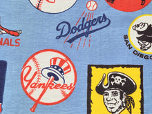 Load image into Gallery viewer, 1960s 1970s Retro Fabric - Heavy Cotton - Baseball - Fabric Remnant - 6C295