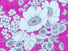 Load image into Gallery viewer, 1960s 1970s Retro Fabric - Seersucker - Spilke's Fuchsia Floral - Fabric Remnant - 6SR795