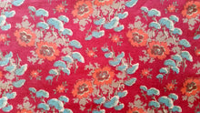 Load image into Gallery viewer, 1930s Vintage Fabric - Cotton - Flannel - Floral - Red Raspberry - Fabric Remnant - VFL100
