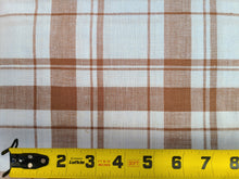 Load image into Gallery viewer, 1960s 1970s Retro Fabric - Cotton - Shirting - Blue Brown Plaid - Fabric Remnant - 6SHR209