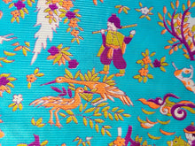 Load image into Gallery viewer, 1960s 1970s Retro Fabric - Stretch Polyester - Toile Warrior - Blue - Fabric Remnant - 6P408