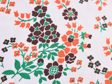 Load image into Gallery viewer, 1960s 1970s Retro Fabric - Polyester Crepe - Floral - Orange, Brown - Fabric Remnant - 6PC39