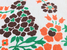 Load image into Gallery viewer, 1960s 1970s Retro Fabric - Polyester Crepe - Floral - Orange, Brown - Fabric Remnant - 6PC39