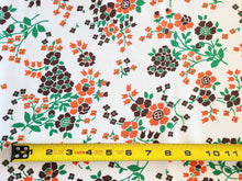 Load image into Gallery viewer, 1960s 1970s Retro Fabric - Polyester Crepe - Floral - Orange, Brown - Fabric Remnant - 6PC39