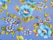 Load image into Gallery viewer, 1960s 1970s Retro Fabric - Floral - Blueberry - Non-Stretch Polyester - 6PNS65