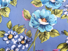 Load image into Gallery viewer, 1960s 1970s Retro Fabric - Floral - Blueberry - Non-Stretch Polyester - 6PNS65