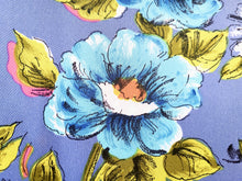 Load image into Gallery viewer, 1960s 1970s Retro Fabric - Floral - Blueberry - Non-Stretch Polyester - 6PNS65