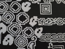 Load image into Gallery viewer, 1971 Retro Fabric - Polyester Crepe - Spiral - Black and White - Fabric Remnant - 6PC49